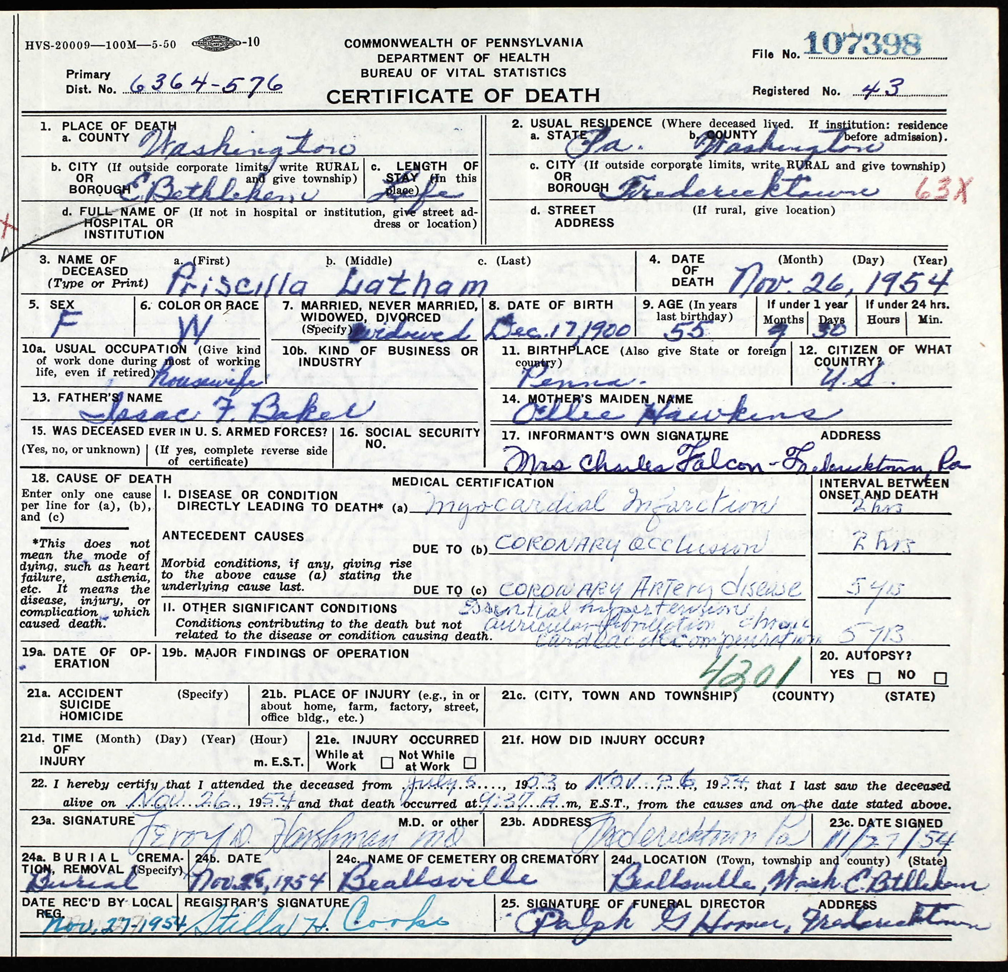 death certificate